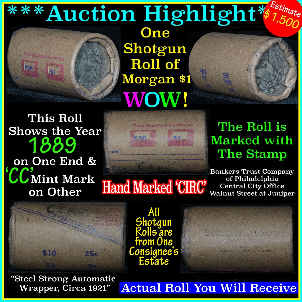 ***Auction Highlight*** Morgan dollar roll ends 1889 & 'cc', Better than average circ (fc)
