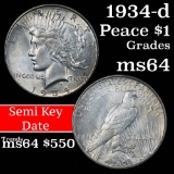 ***Auction Highlight*** 1934-d Peace Dollar $1 Grades Choice Unc (fc)