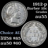 1912-p Barber Dime 10c Grades Choice AU