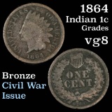 1864 Bronze Indian Cent 1c Grades vg, very good