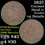 1827 Coronet Head Large Cent 1c Grades vg details