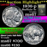 ***Auction Highlight*** 1936-p Buffalo Nickel 5c Graded GEM++ Unc by USCG (fc)