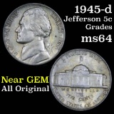 1945-d Jefferson Nickel 5c Grades Choice Unc