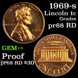 1969-s Lincoln Cent 1c Grades Gem++ proof red