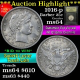 ***Auction Highlight*** 1916-p Barber Quarter 25c Graded Choice Unc by USCG (fc)