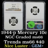 NGC 1944-p Mercury Dime 10c Graded ms66 By NGC