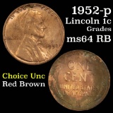 1952-p Lincoln Cent 1c Grades Choice Unc RB