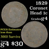 1829 Coronet Head Large Cent 1c Grades g, good