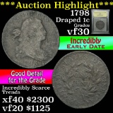 ***Auction Highlight*** 1798 Draped Bust Large Cent 1c Graded vf++ by USCG (fc)