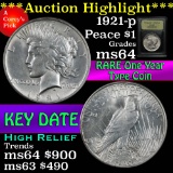 ***Auction Highlight*** 1921-p Peace Dollar $1 Graded Choice Unc by USCG (fc)