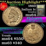 ***Auction Highlight*** 1860 Indian Cent 1c Graded Choice Unc by USCG (fc)