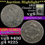 ***Auction Highlight*** 1811 Classic Head Large Cent 1c Graded vg, very good by USCG (fc)