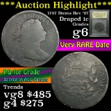 ***Auction Highlight*** 1797 Stems Rev '97 Draped Bust Large Cent 1c Graded g+ by USCG (fc)