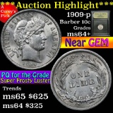 ***Auction Highlight*** 1909-p Barber Dime 10c Graded Choice+ Unc by USCG (fc)