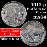 1915-p Buffalo Nickel 5c Grades Choice Unc