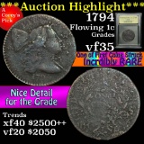 ***Auction Highlight*** 1794 Liberty Cap Flowing Hair large cent 1c Graded vf++ by USCG (fc)