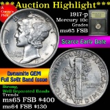 ***Auction Highlight*** 1917-p Mercury Dime 10c Graded GEM FSB by USCG (fc)