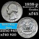 1938-p Washington Quarter 25c Grades xf+