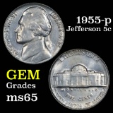 1955-p Jefferson Nickel 5c Grades GEM Unc