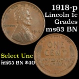 1918-p Lincoln Cent 1c Grades Select Unc BN