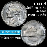 1941-p Jefferson Nickel 5c Grades GEM+ 5fs