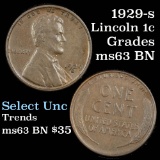 1929-s Lincoln Cent 1c Grades Select Unc BN