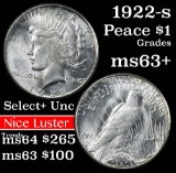 1922-s Peace Dollar $1 Grades Select+ Unc