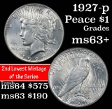 1927-p Peace Dollar $1 Grades Select+ Unc (fc)