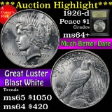 ***Auction Highlight*** 1926-d Peace Dollar $1 Graded Choice+ Unc by USCG (fc)