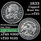 1833 Capped Bust Dime 10c Grades vf+