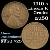 1919-s Lincoln Cent 1c Grades AU, Almost Unc