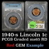 PCGS 1940-s Lincoln Cent 1c Graded ms65 RD By PCGS