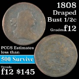 1808 Draped Bust Half Cent 1/2c Grades f, fine