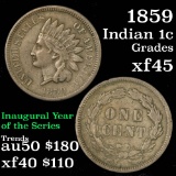 1859 Indian Cent 1c Grades xf+