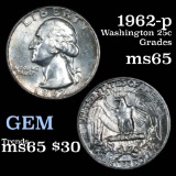 1962-p Washington Quarter 25c Grades GEM Unc