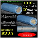 Full roll of Buffalo Nickels, 1919 one end & a 'd' Mint reverse on the other end Buffalo Nickel 5c