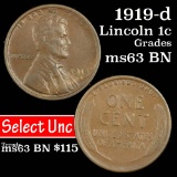 1919-d Lincoln Cent 1c Grades Select Unc BN