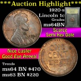 ***Auction Highlight*** 1920-s Lincoln Cent 1c Graded Choice Unc BN by USCG (fc)