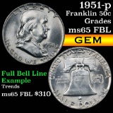 1951-p Franklin Half Dollar 50c Grades GEM FBL (fc)