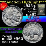 ***Auction Highlight*** 1923-p Buffalo Nickel 5c Graded GEM Unc by USCG (fc)