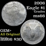 2006 Silver Eagle Dollar $1 Grades GEM+ Unc