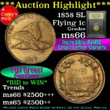 ***Auction Highlight*** 1858 SL Flying Eagle Cent 1c Graded GEM+ Unc by USCG (fc)