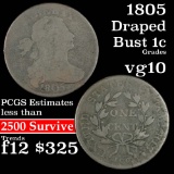 1805 Draped Bust Large Cent 1c Grades vg+ (fc)