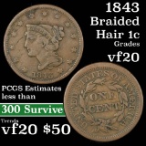 1843 Braided Hair Large Cent 1c Grades vf, very fine