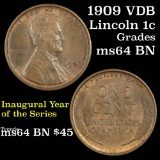 1909 VDB Lincoln Cent 1c Grades Choice Unc BN