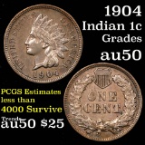 1904 Indian Cent 1c Grades AU, Almost Unc