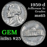 1959-d Jefferson Nickel 5c Grades GEM Unc