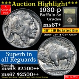 ***Auction Highlight*** TOP POP! 1930-p Buffalo Nickel 5c Graded Gem++ Unc by USCG (fc)