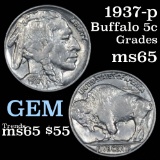 1937-p Buffalo Nickel 5c Grades GEM Unc