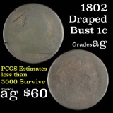 1802 Draped Bust Large Cent 1c Grades ag, Almost Good